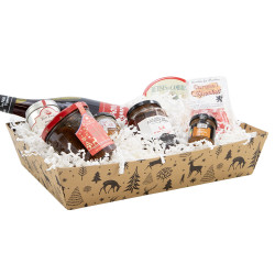 Corbeille rectangulaire en carton kraft et noir – Forêt Noire – 36 x 27 x 7 cm