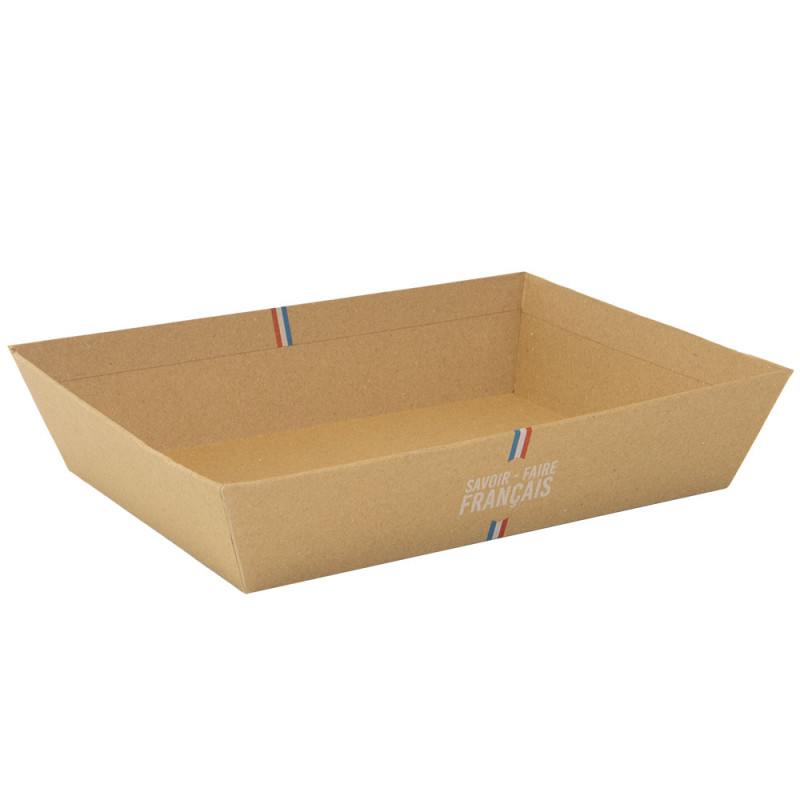 Corbeille carton rectangulaire kraft et blanc – Savoir-Faire Français – 27 x 20 x 5 cm