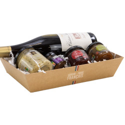 Corbeille carton rectangulaire kraft et blanc – Savoir-Faire Français – 27 x 20 x 5 cm