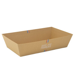 Corbeille carton rectangulaire kraft et blanc – Savoir-Faire Français – 33 x 20 x 7 cm