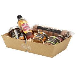 Corbeille carton rectangulaire kraft et blanc – Savoir-Faire Français – 33 x 20 x 7 cm