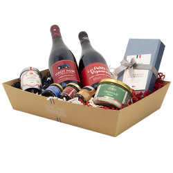 Corbeille carton rectangulaire kraft et blanc – Savoir-Faire Français – 36 x 27 x 7 cm