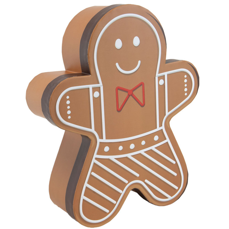 Boîte en forme de bonhomme carton marron et blanc – Pain d'épices – 31 × 25,4 × 8 cm