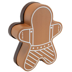 Boîte en forme de bonhomme carton marron et blanc – Pain d'épices – 31 × 25,4 × 8 cm