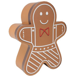 Boîte en forme de bonhomme carton marron et blanc – Pain d'épices – 37 × 30,4 × 10 cm