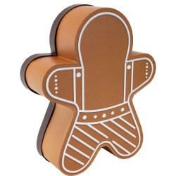 Boîte en forme de bonhomme carton marron et blanc – Pain d'épices – 37 × 30,4 × 10 cm