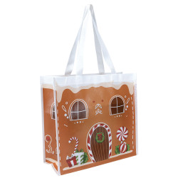 Sac shopping en polypropylène marron et blanc – Pain d’épices – 43 x 20 x 38 cm