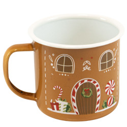 Mug métal rond marron - Pain d'épices - Ø9 x 8 cm - 350 ml