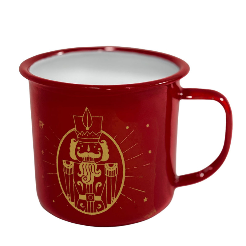 Mug métal rond rouge- Casse noisette - Ø9 x 8 cm - 350ml