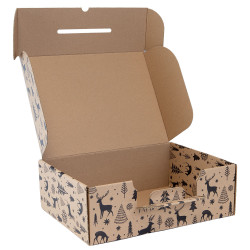 Valisette rectangulaire en carton kraft et noir – Forêt Noire – 36,5 x 27 x 12 cm