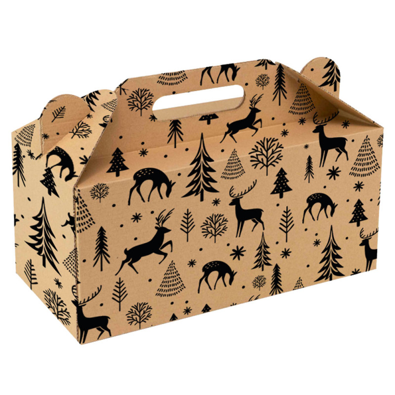 Box rectangulaire en carton kraft et noir – Forêt Noire – 32 x 15 x 15 cm